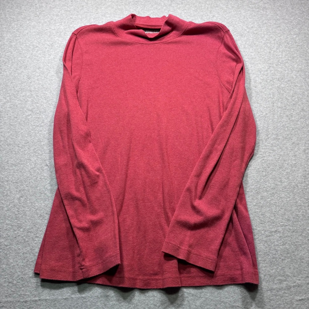 Duluth Trading Co Mens XL Red Mock Neck Long Sleeve Shirt 100% Cotton Solid Base
